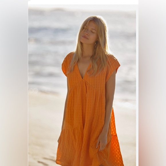 Maeve Orange V-Neck Dress - Picture 1 of 6
